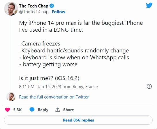 iOS 16 bugs twitter review 