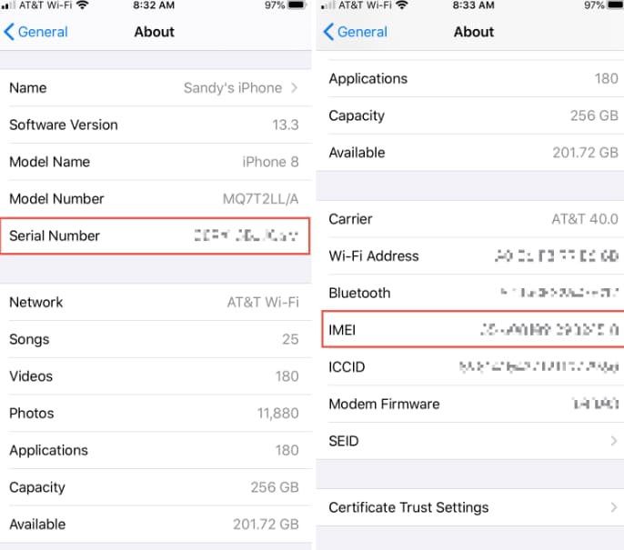 IMEI serial number