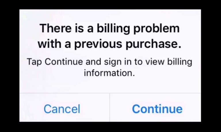 There is a Billing Problem with a Previous Purchase on iPhone